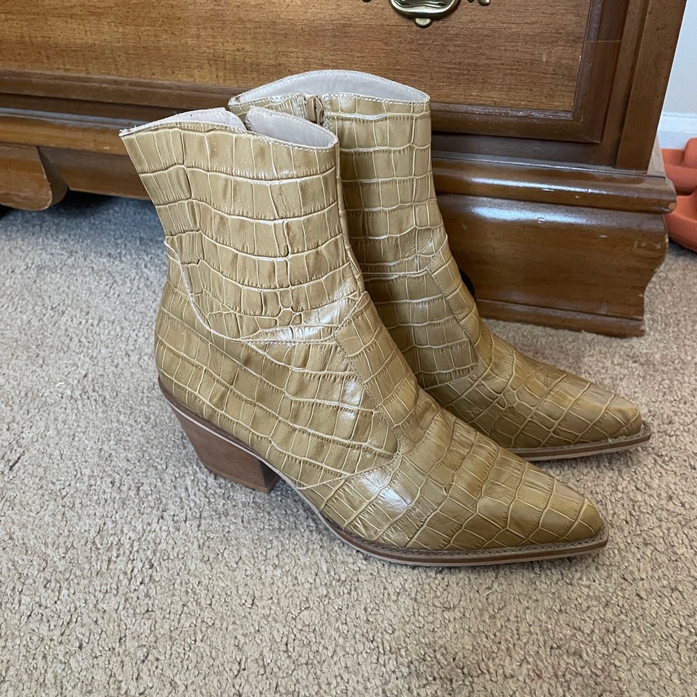 ABLE Croc Leather Booties